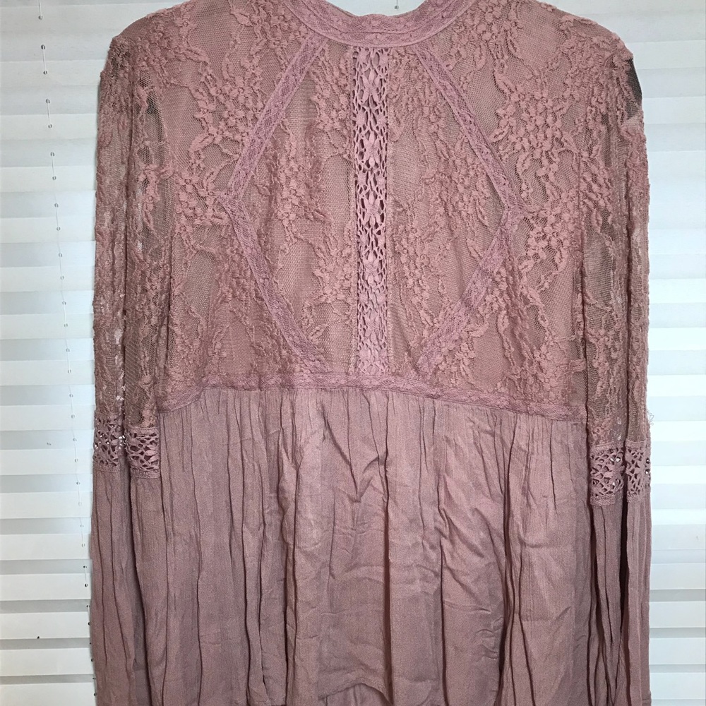 Pink flowy long sleeve shirt
